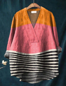 Fashion Digital Printing Large Wide V-neck Top