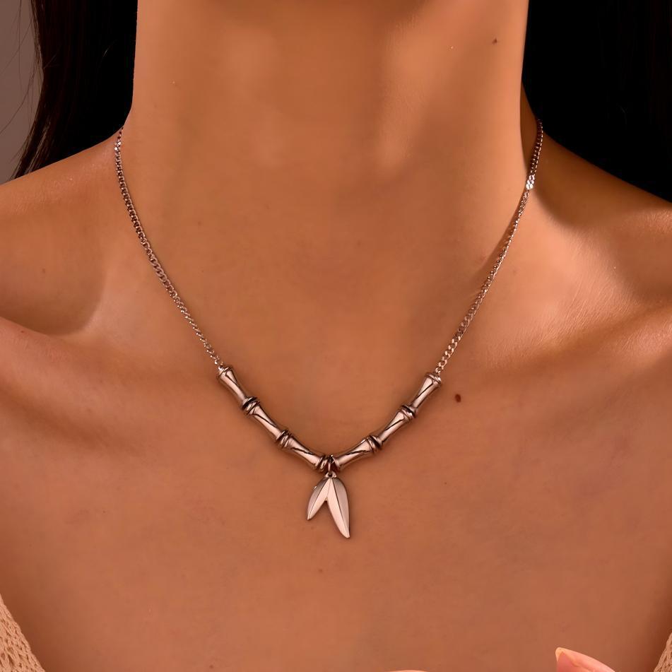 Women's Versatile Light Luxury Bamboo Knot Bamboo Leaf Necklace