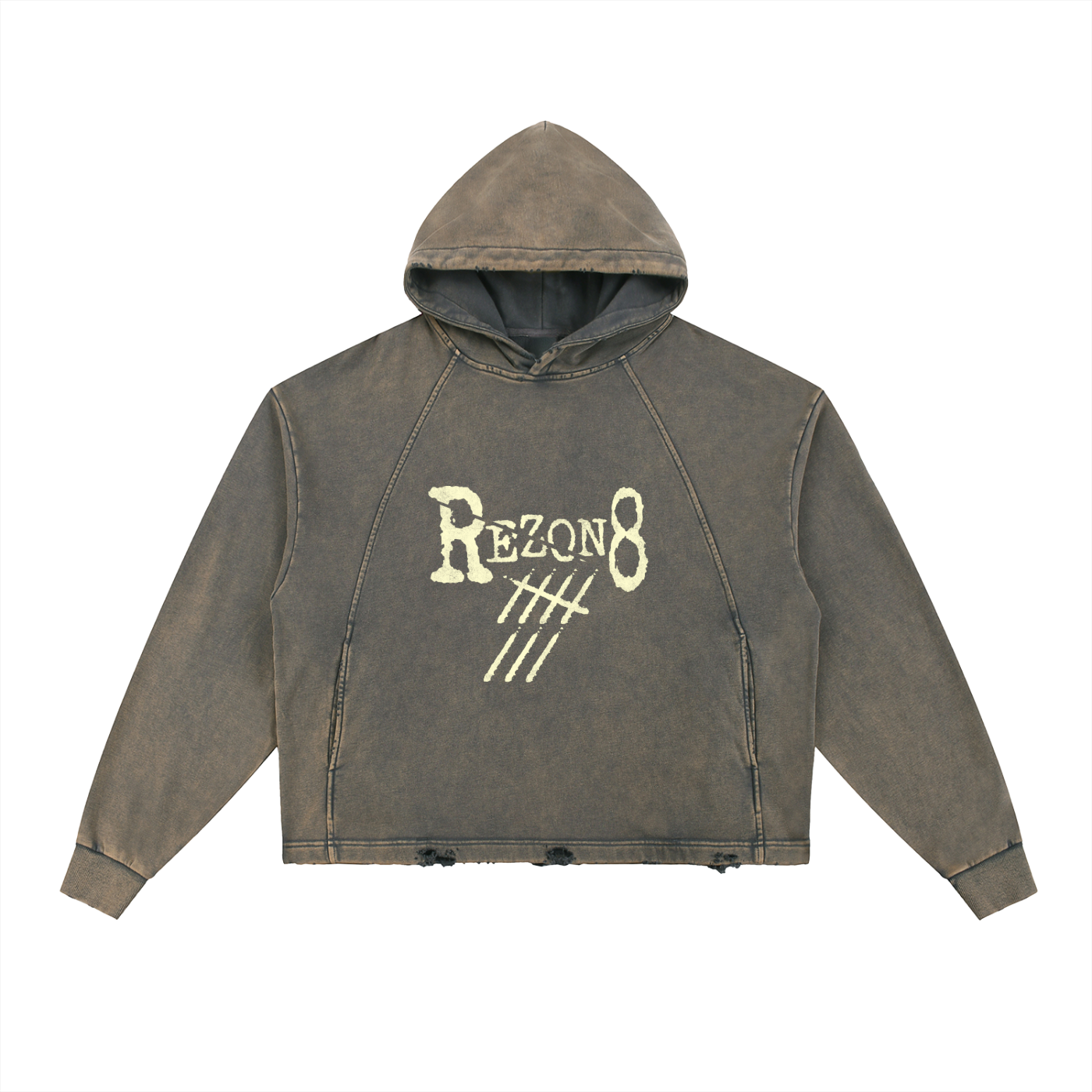 Vintage Washed Frayed-Hem Hoodie