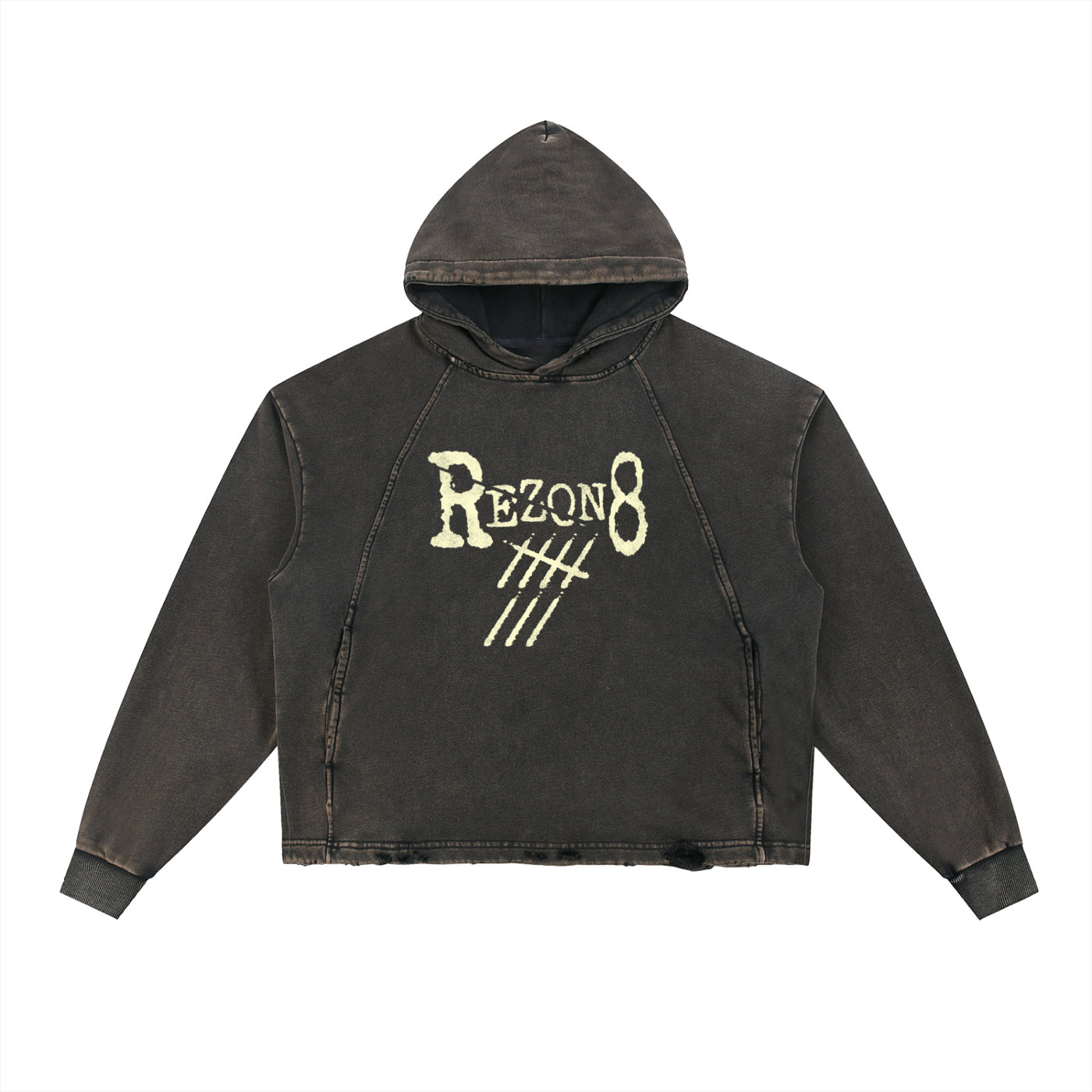 Vintage Washed Frayed-Hem Hoodie