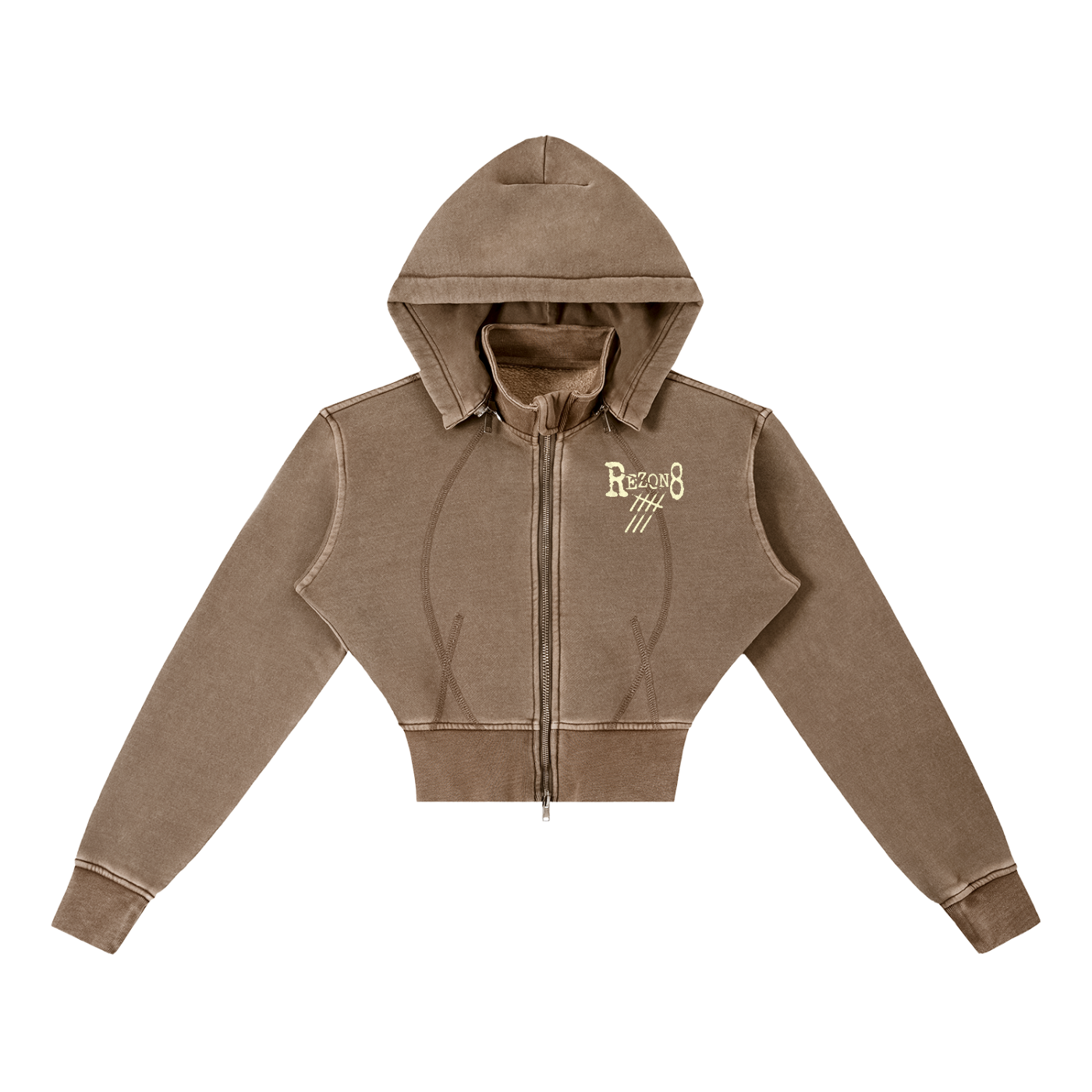 Vintage Washed Cropped Fleece Hoodie