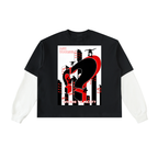 Layered Contrast Sleeve Cotton T-Shirt