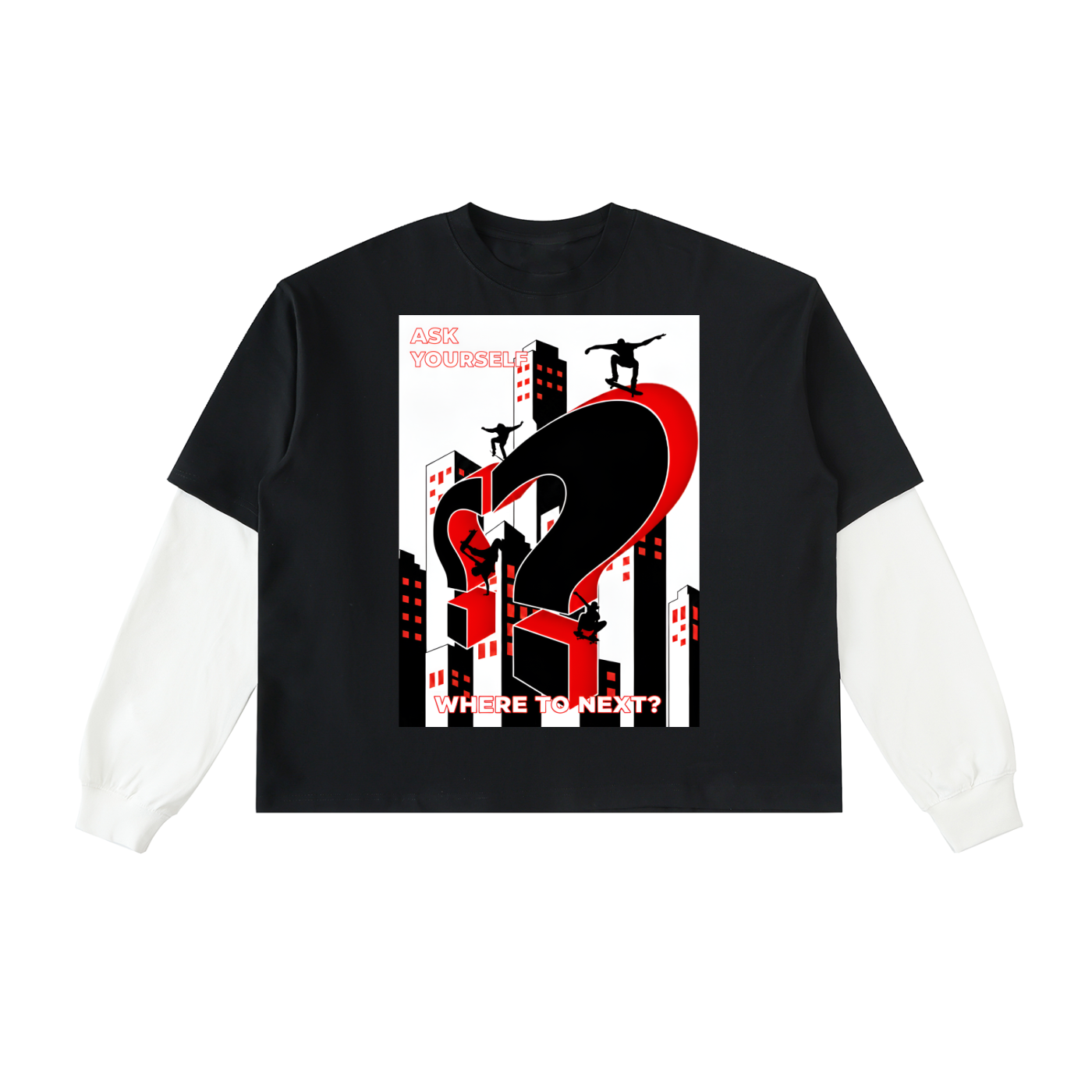 Layered Contrast Sleeve Cotton T-Shirt