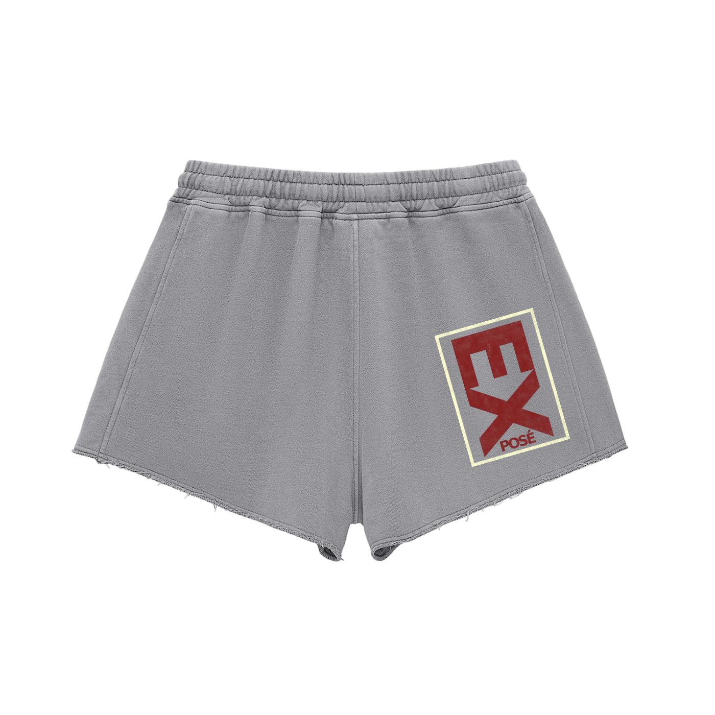 Snow Washed Raw Edge Drawstring Shorts