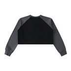 Raw-Hem Color-Block Raglan Crop Sweatshirt