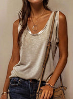 Block Edge Decor Casual Tank Top