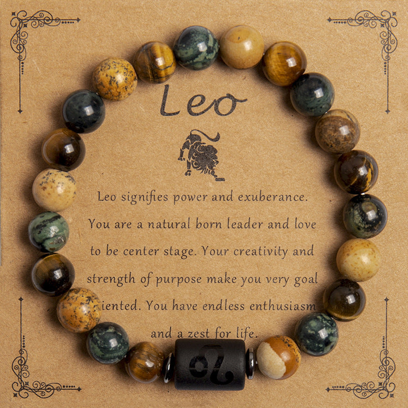 European And American New Natural Picture Tigereye Twelve Constellation Beaded Bracelet