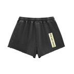 Snow Washed Raw Edge Drawstring Shorts