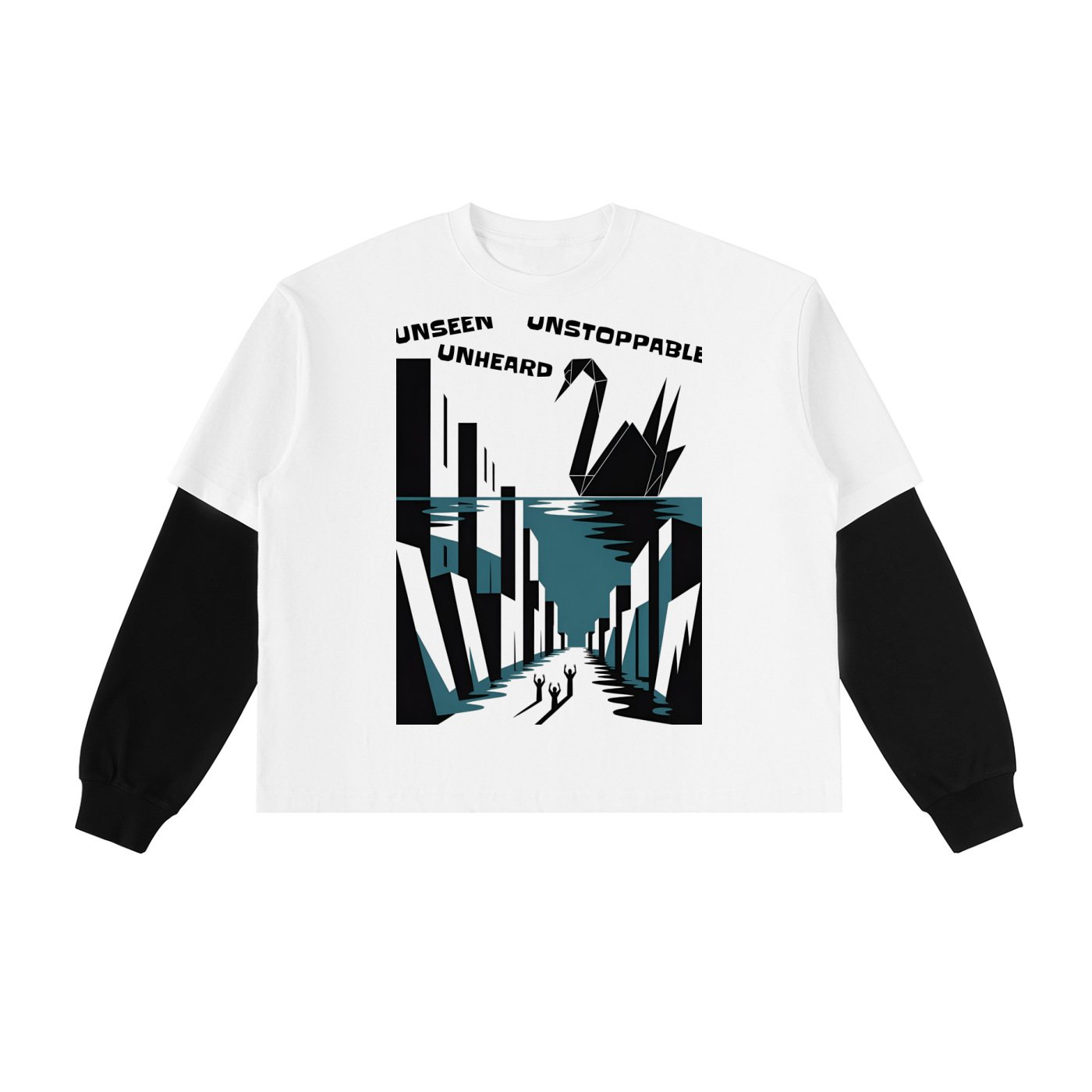 Layered Contrast Sleeve Cotton T-Shirt