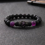 Micro Inlaid Zircon Crown Volcanic Rock Beaded Bracelet