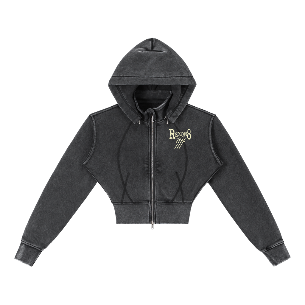 Vintage Washed Cropped Fleece Hoodie