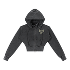Vintage Washed Cropped Fleece Hoodie
