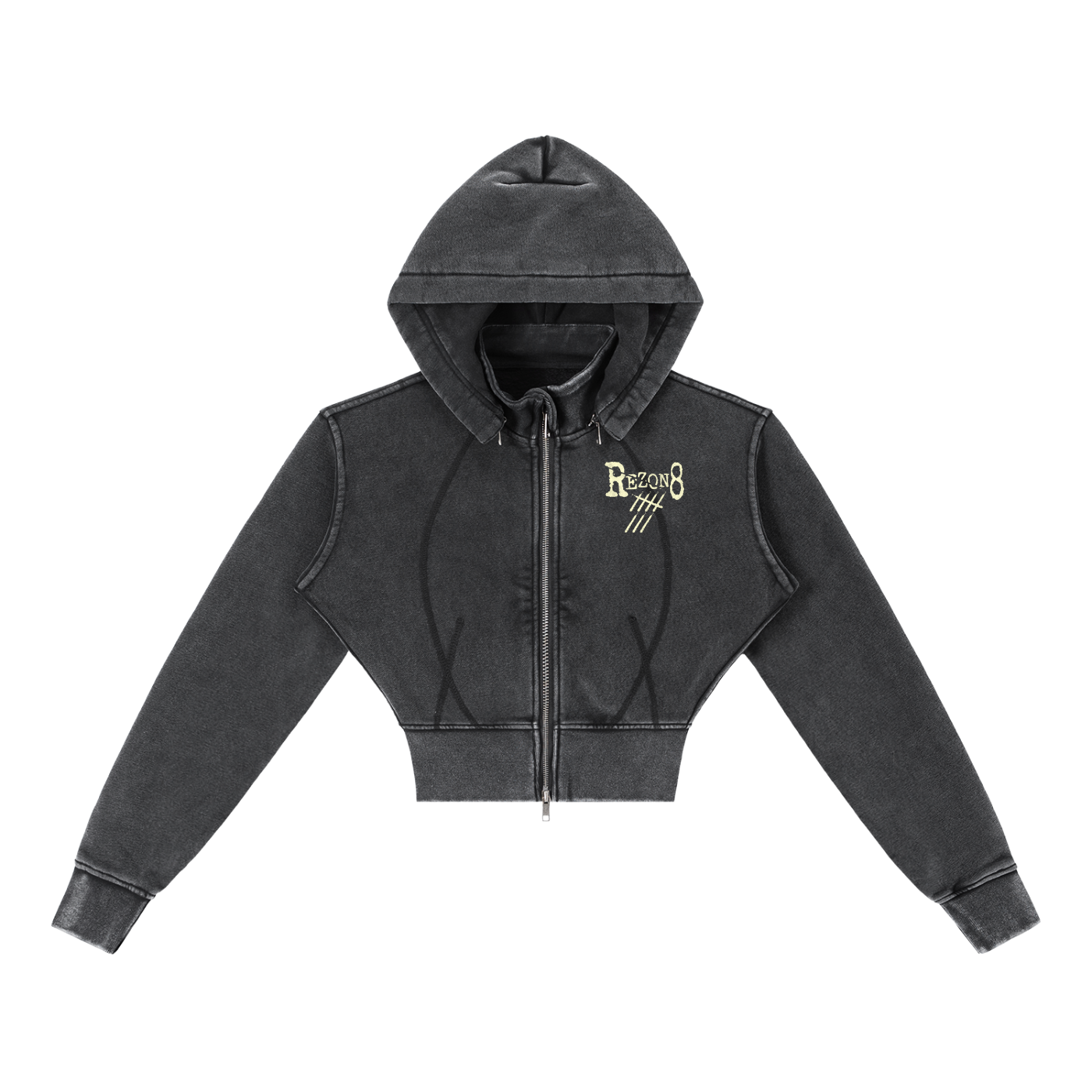 Vintage Washed Cropped Fleece Hoodie