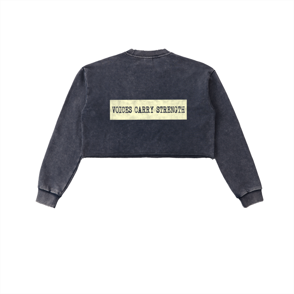 Snow Washed Raw Edge Cropped Sweatshirt