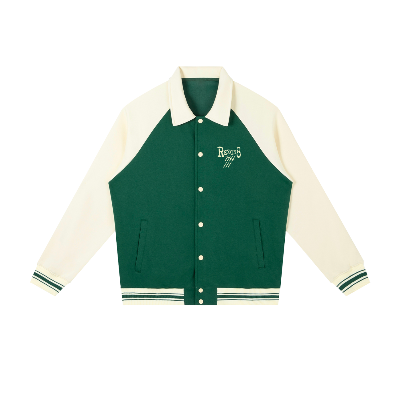 Contrast Raglan Sleeve Baseball Jacket