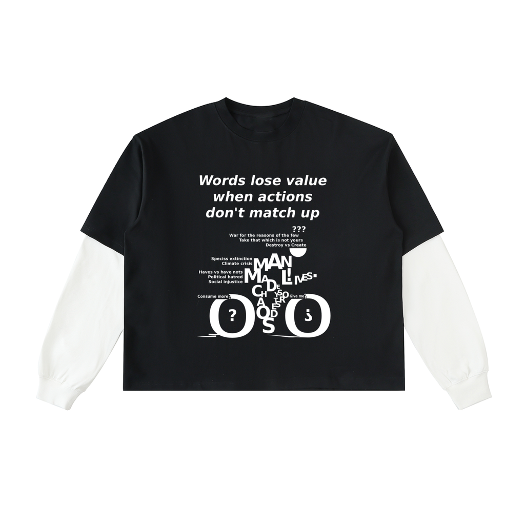 Layered Contrast Cotton longsleeve T-Shirt