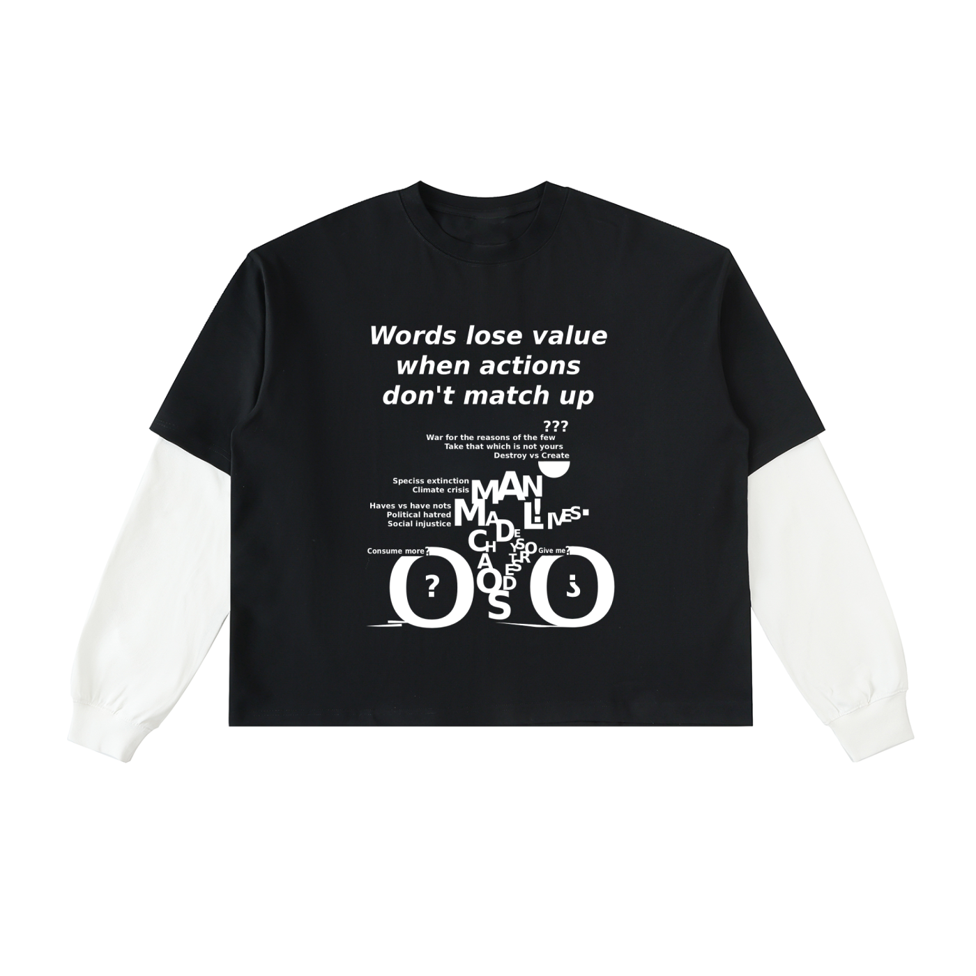 Layered Contrast Cotton longsleeve T-Shirt