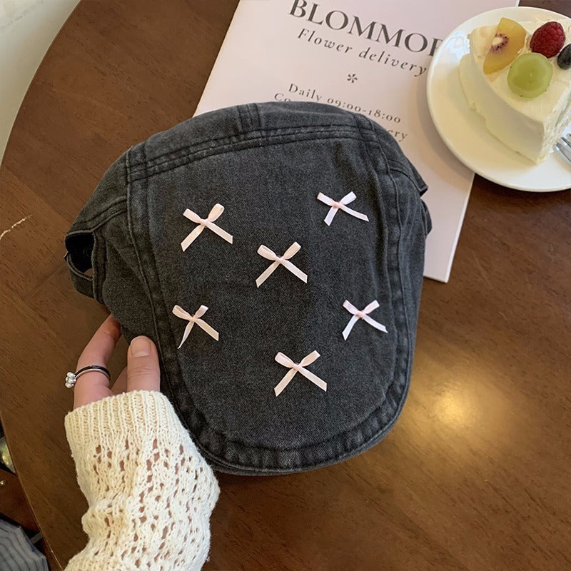 Bow Advance Hats Casual Face Peaked Cap Beret