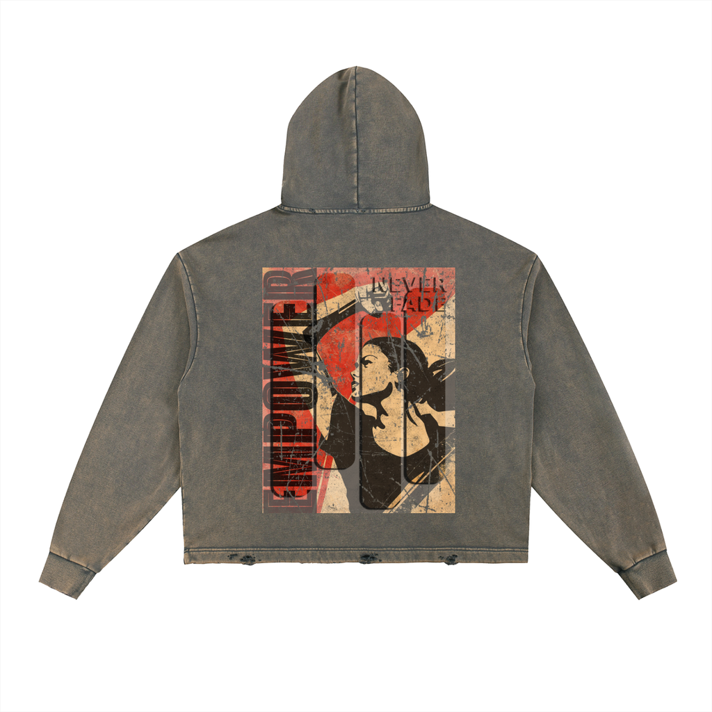 Vintage Washed Frayed-Hem Hoodie