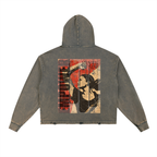 Vintage Washed Frayed-Hem Hoodie