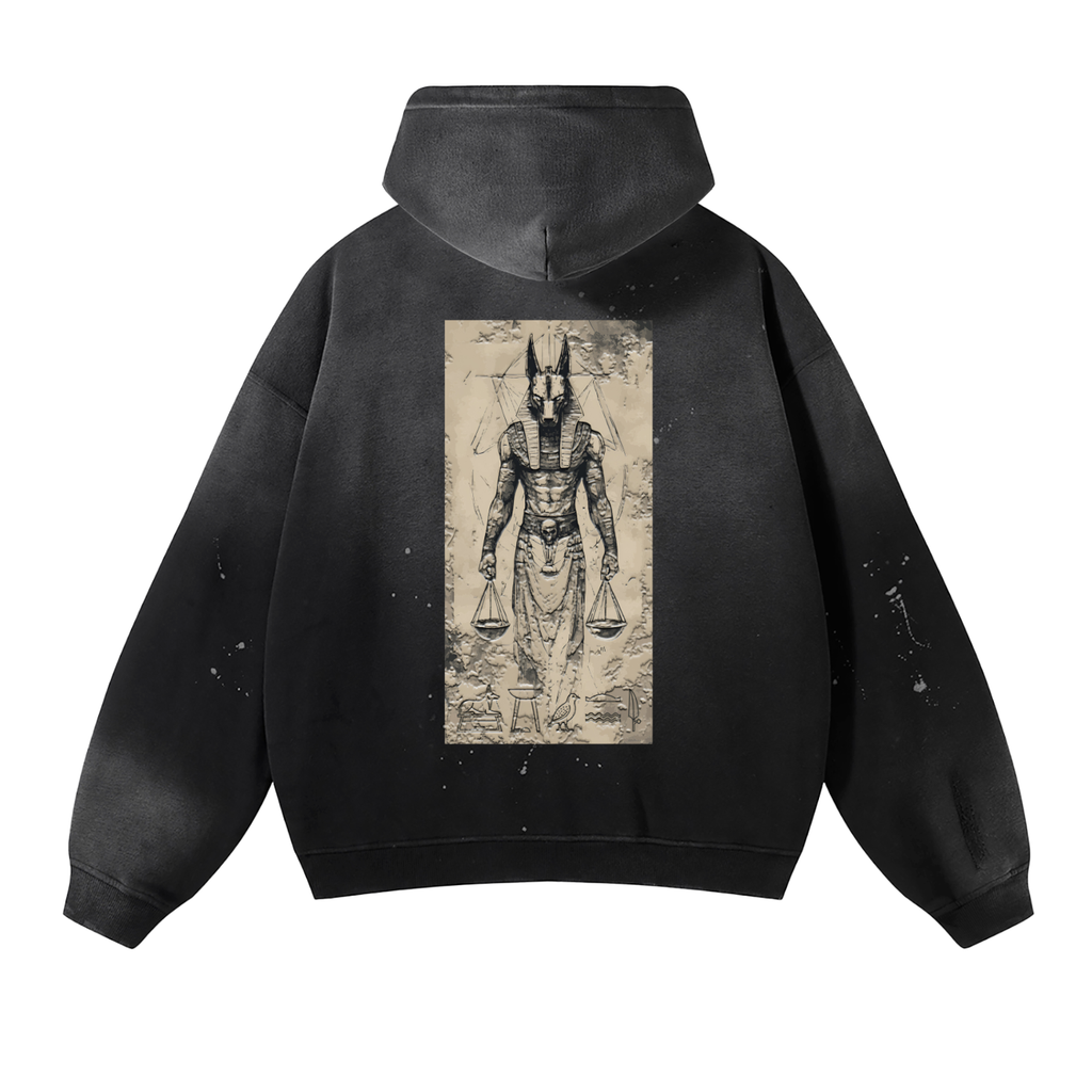 Vintage Washed Frayed Fleece Hoodie