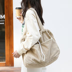 CorduroyDrawstring Multi-pocket Handbag Women Underarm Bags