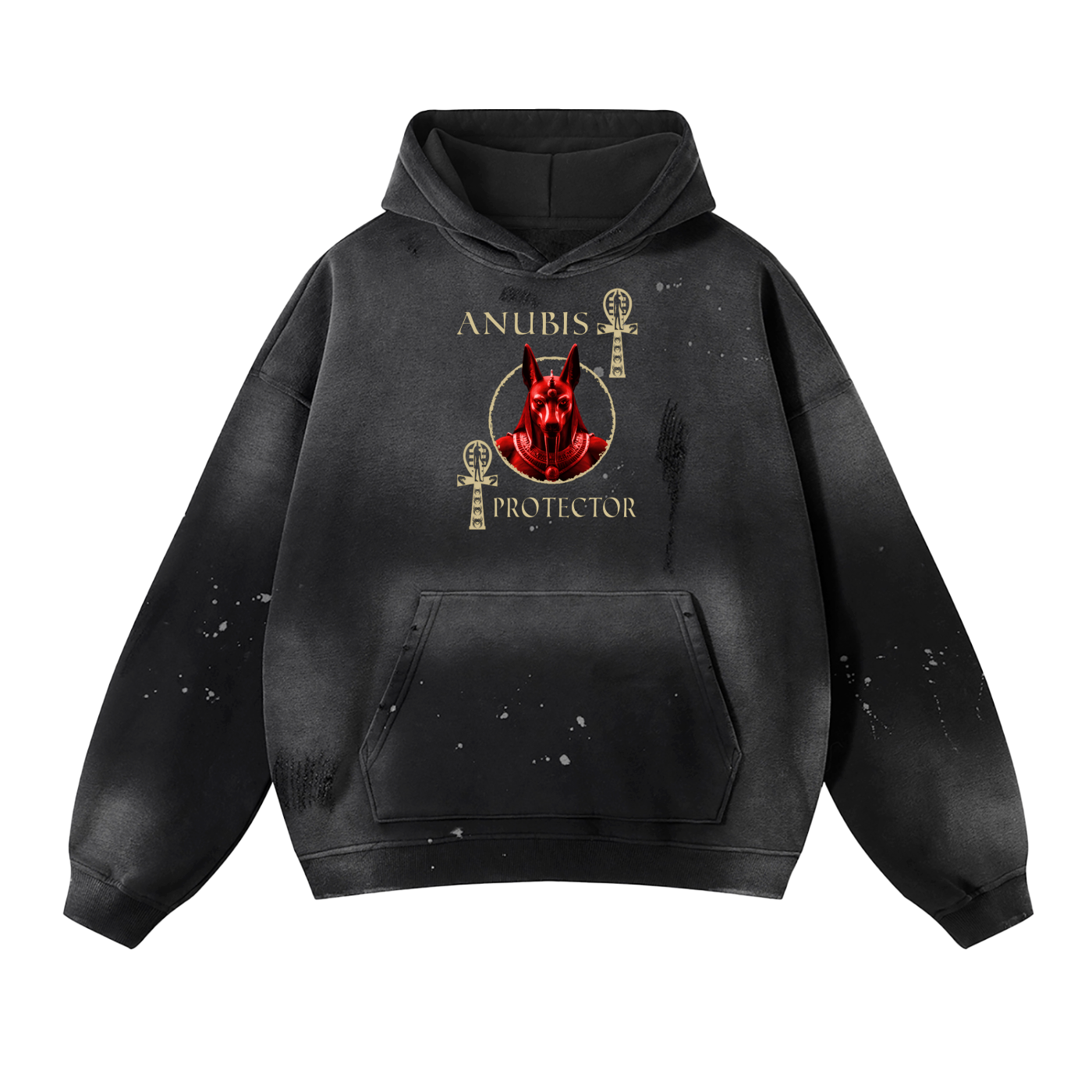 Vintage Washed Frayed Fleece Hoodie