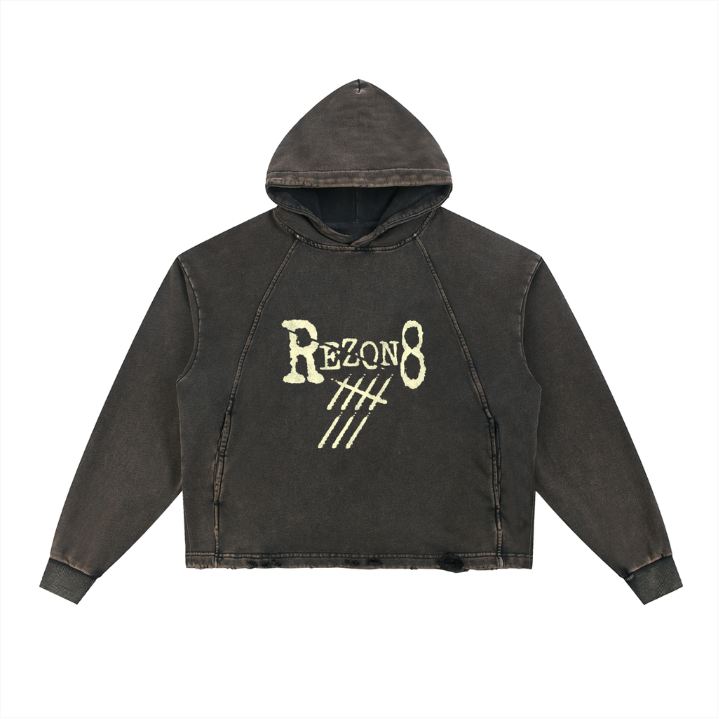 Vintage Washed Frayed-Hem Hoodie