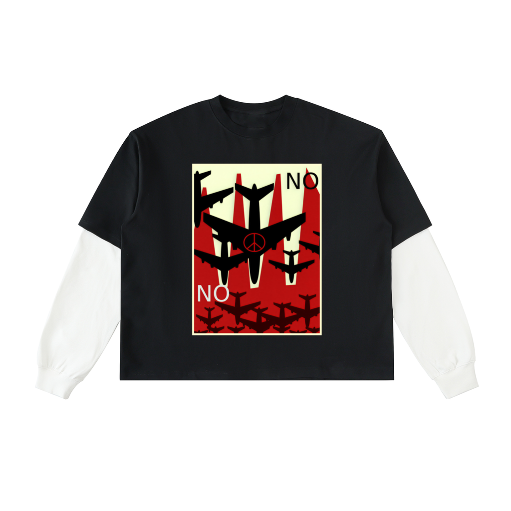 Layered Contrast Cotton longsleeve T-Shirt