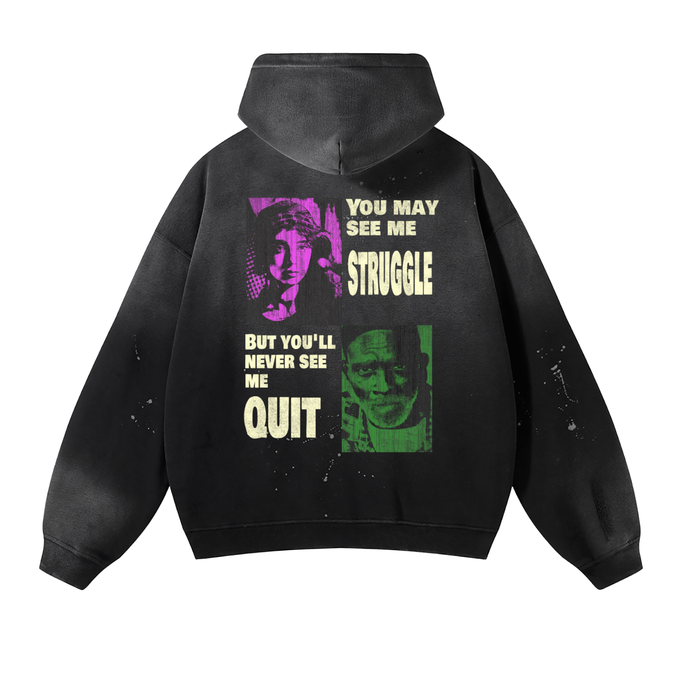 Vintage Washed Frayed Fleece Hoodie