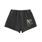 Snow Washed Raw Edge Drawstring Shorts