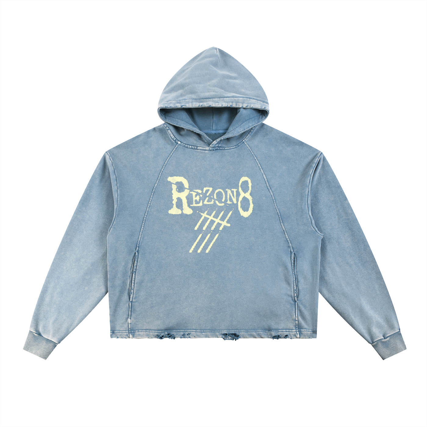 Vintage Washed Frayed-Hem Hoodie
