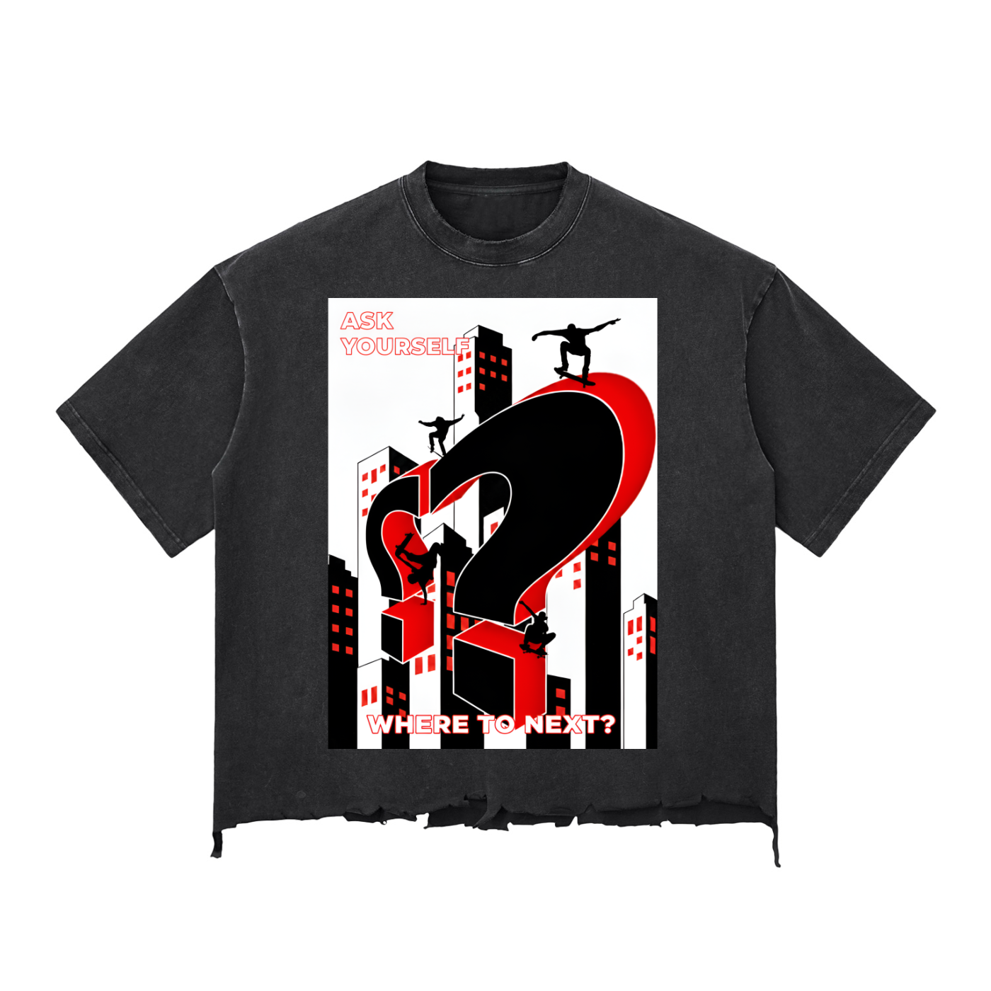 Snow Wash Raw-Hem Boxy unisex T-shirt