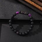 Micro Inlaid Zircon Crown Volcanic Rock Beaded Bracelet