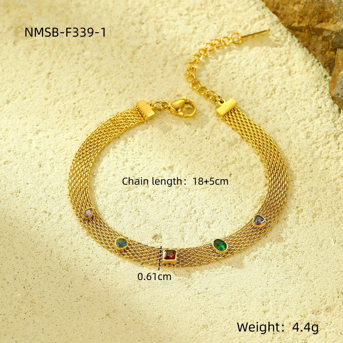Titanium Steel Bracelet 18K Gold Plating Stainless Steel Inlaid Zircon
