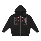 Contrast Tape Raw Edge Double Layered Zip Hoodie
