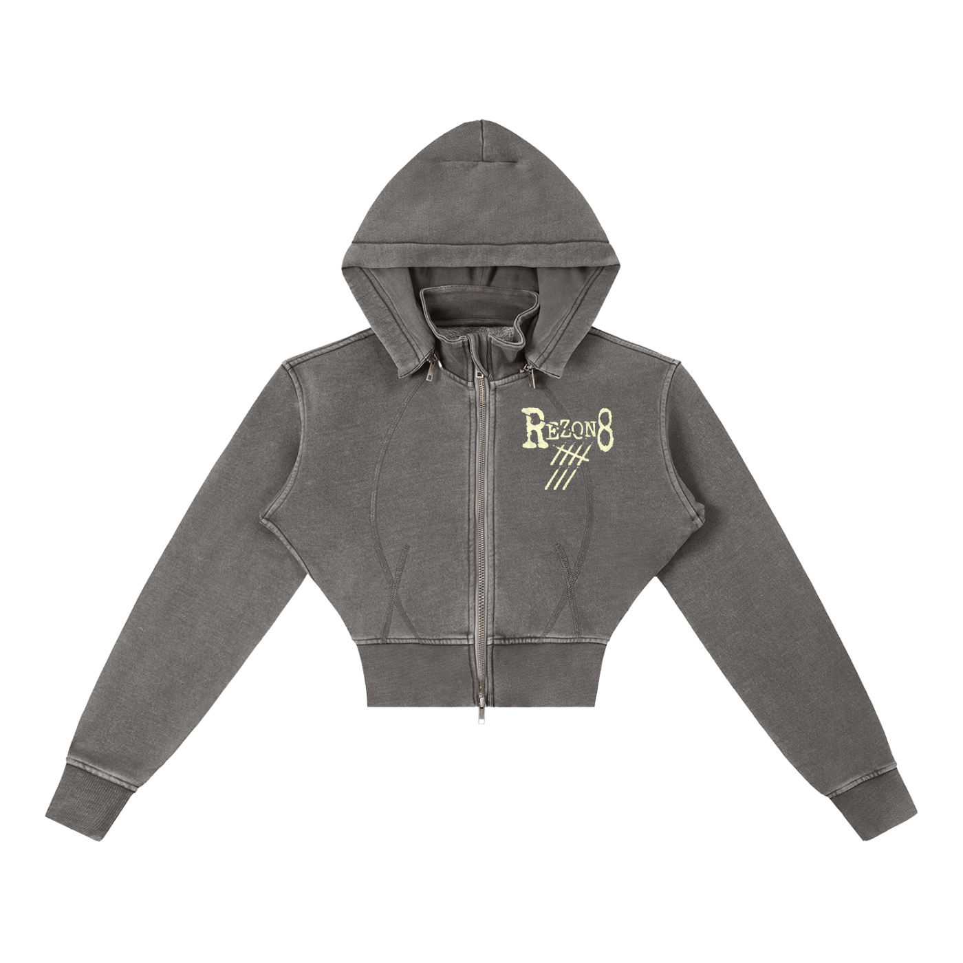 Vintage Washed Cropped Fleece Hoodie