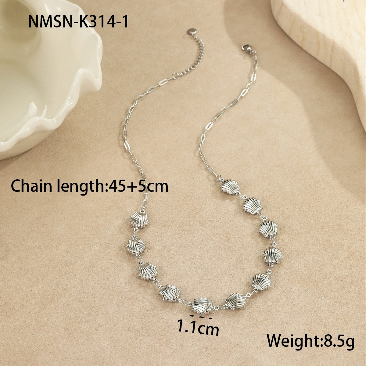 Ocean Wind Stainless Steel Sea Star Shell Pendant Necklace