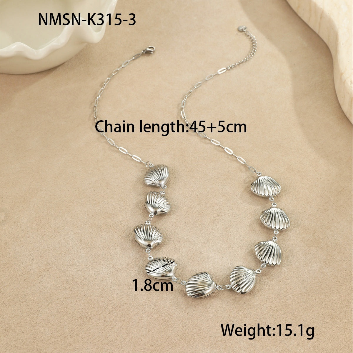 Ocean Wind Stainless Steel Sea Star Shell Pendant Necklace