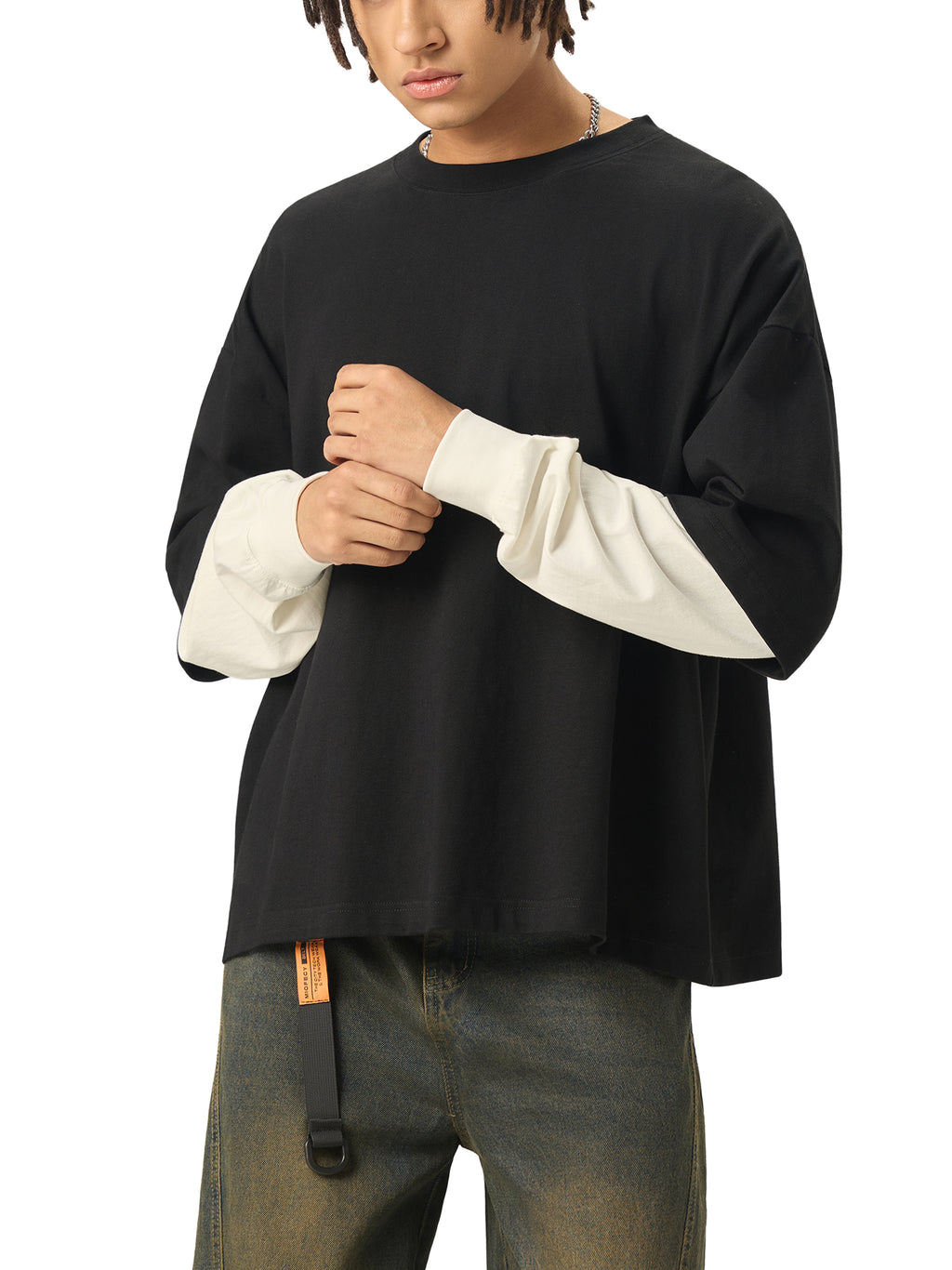 Layered Contrast Cotton longsleeve T-Shirt