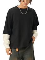 Layered Contrast Cotton longsleeve T-Shirt