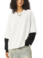 Layered Contrast Cotton longsleeve T-Shirt