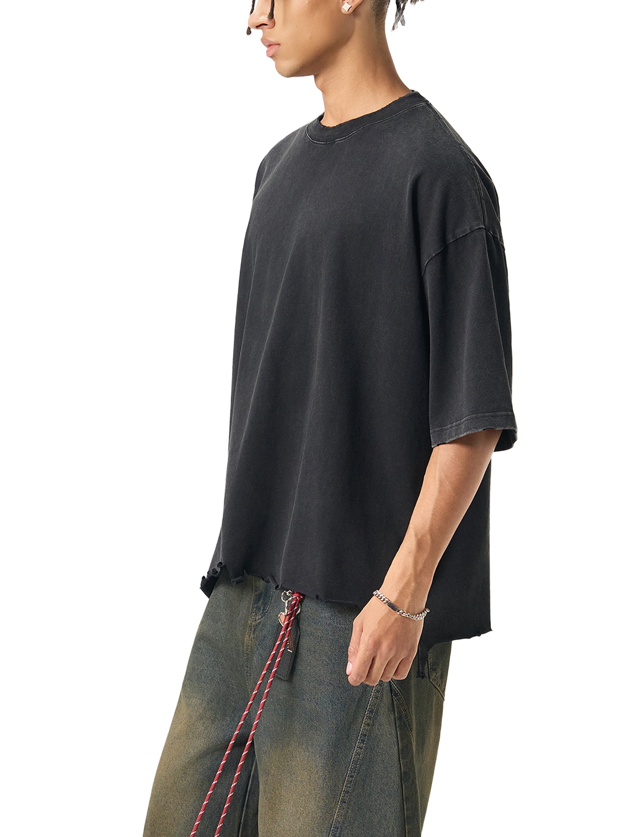 Snow Wash Raw-Hem Boxy unisex T-shirt